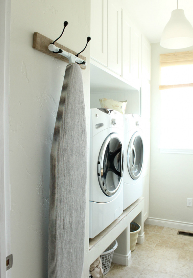 wall-mounted ironing board rack