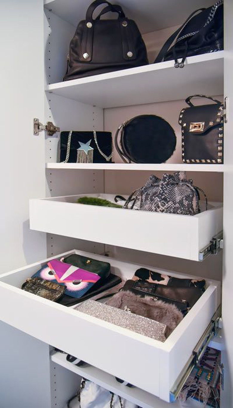 store clutches in a pull out drawer