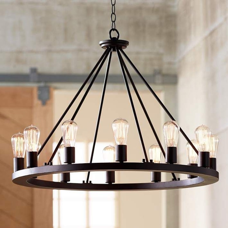 Round Iron Chandelier industrial light fixture ideas