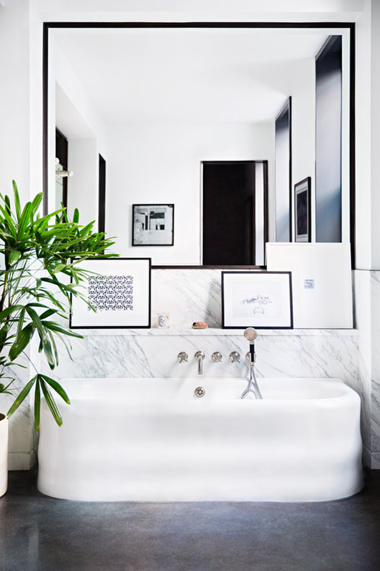 A stark black and white bathroom