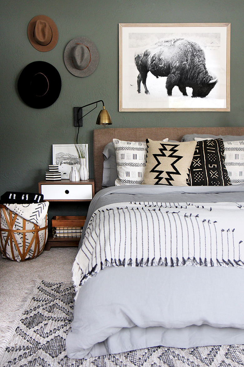 olive green bedroom