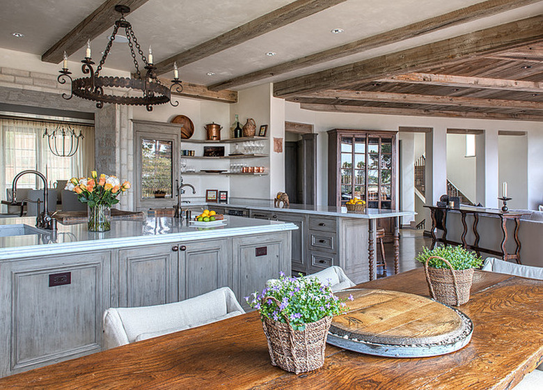 exposed beams italian kitchen