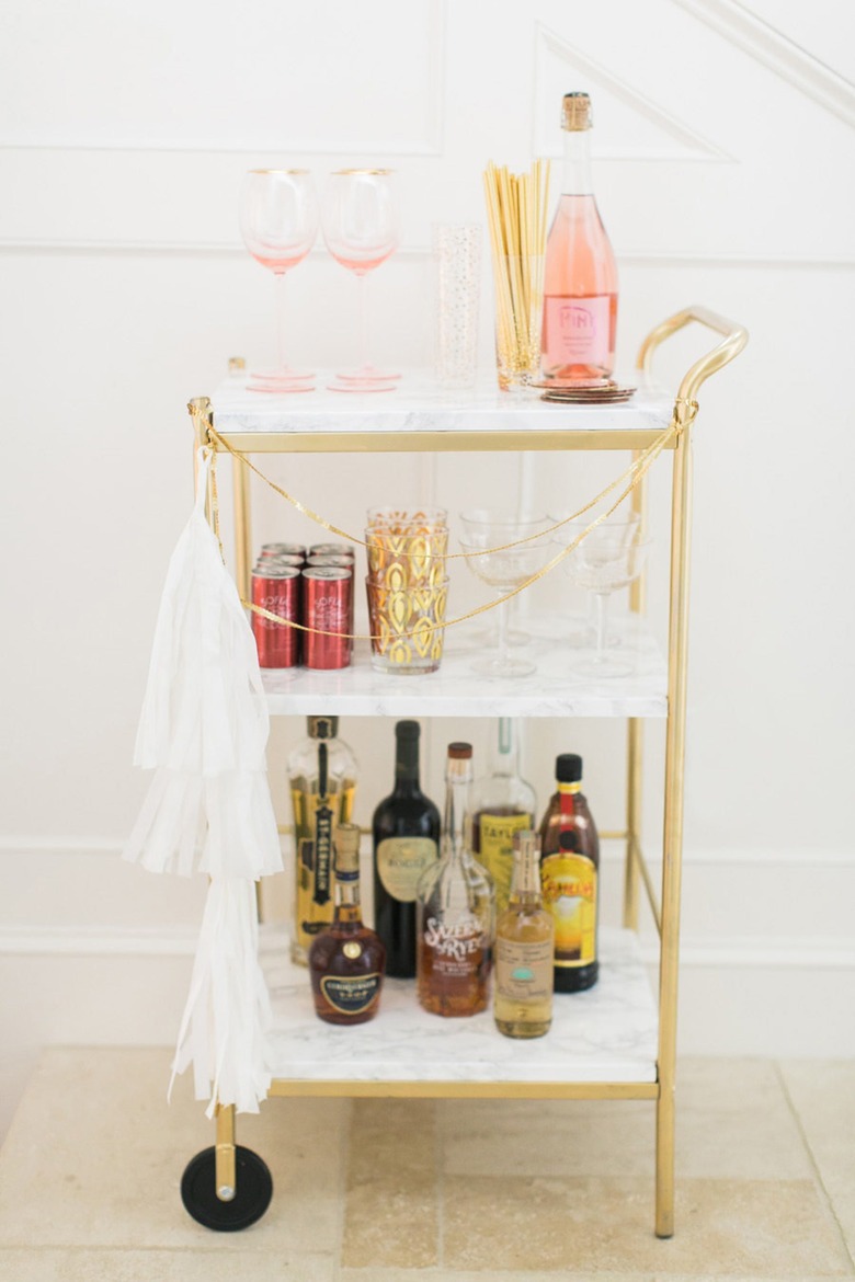 Gold and contact paper bar cart