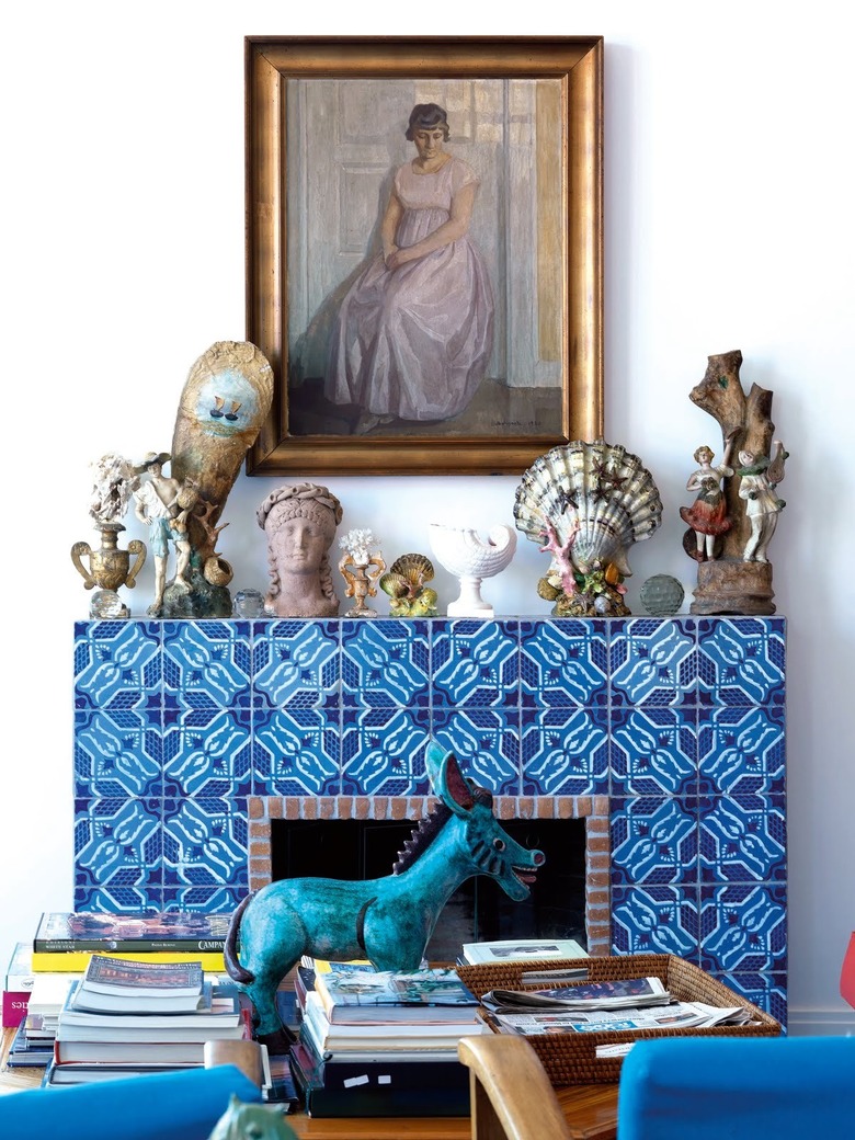 bright pattern fireplace surround