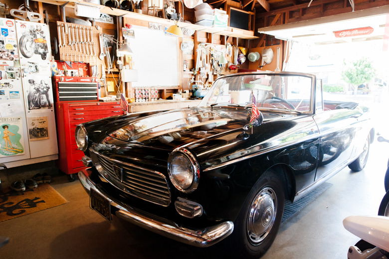 Garage with car and storage