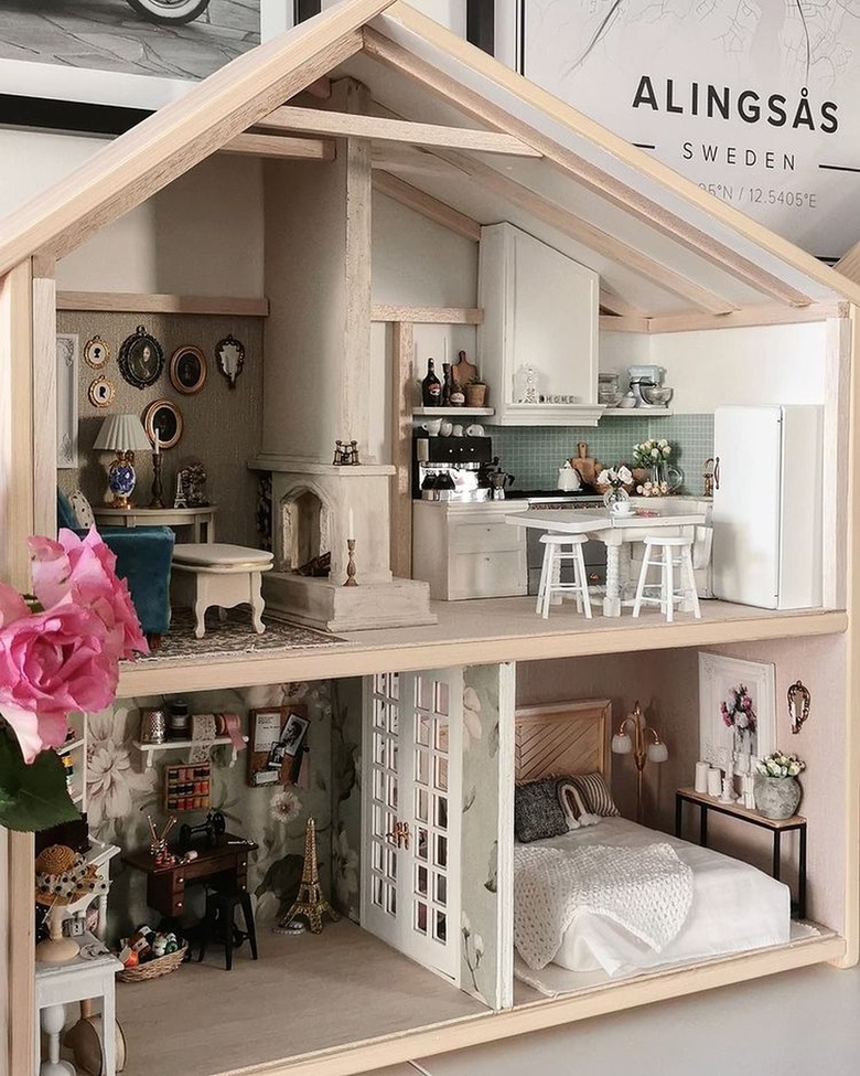 Romantic vintage IKEA Flisat dollhouse