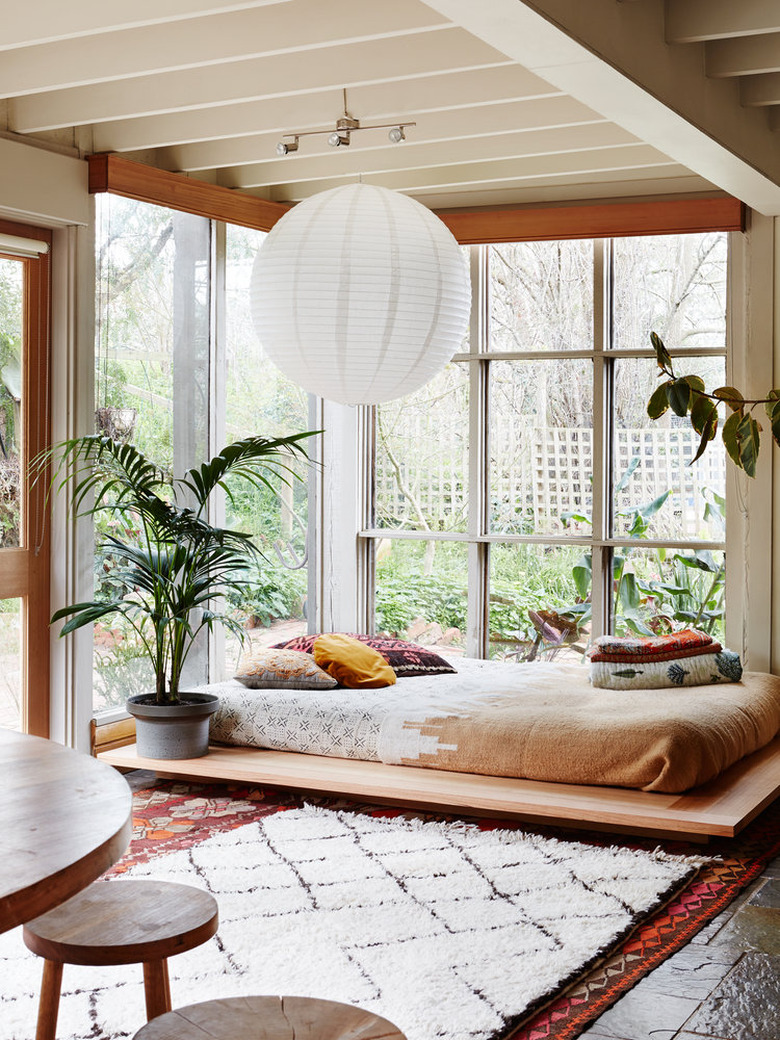 platform bed in bedroom