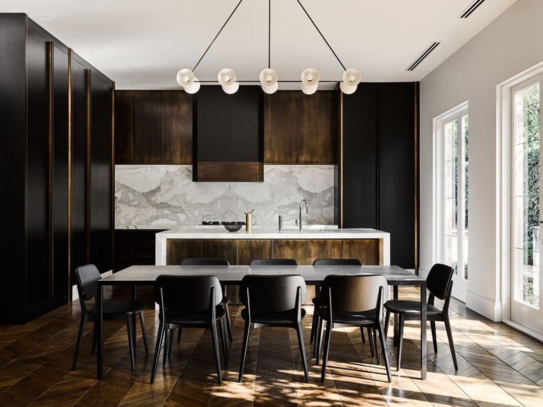 kitchen with marble backsplash