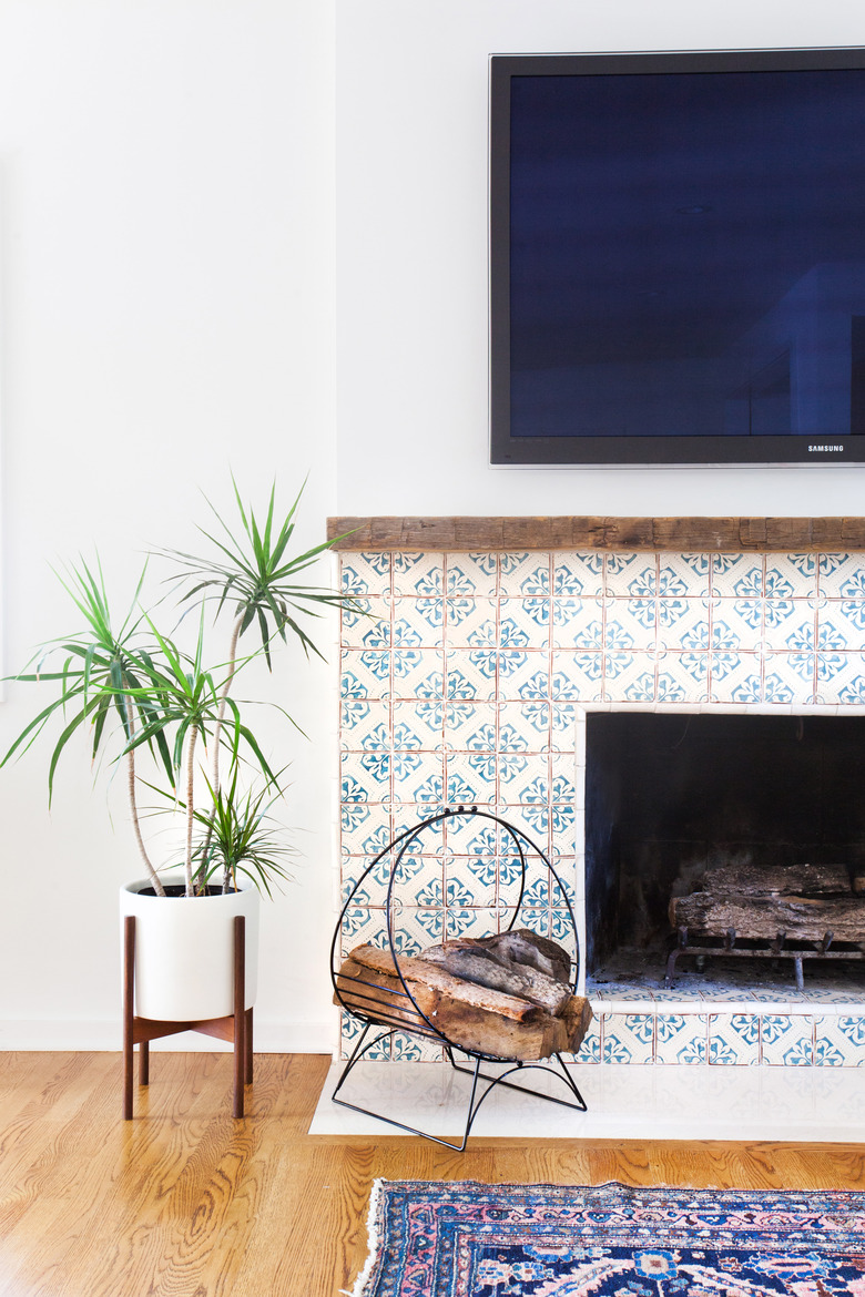 mexican tile fireplace