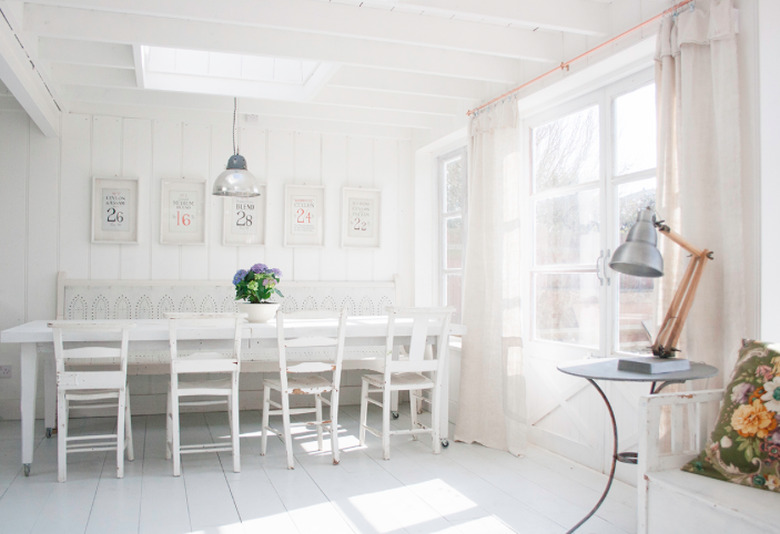 white kitchen dining room