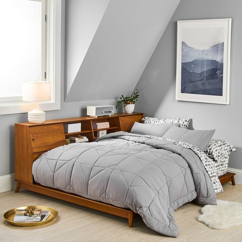 small bedroom storage idea: platform bed with storage