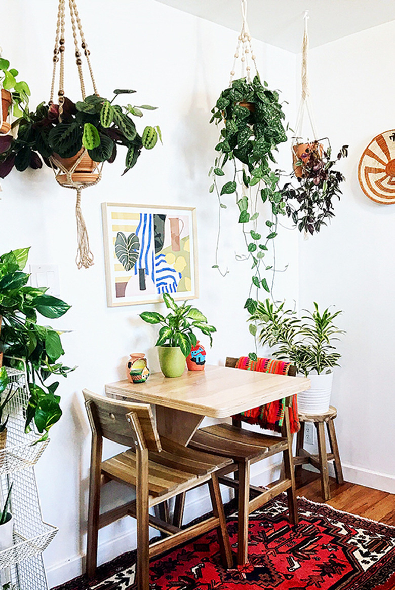 small dining room with lots of greenery