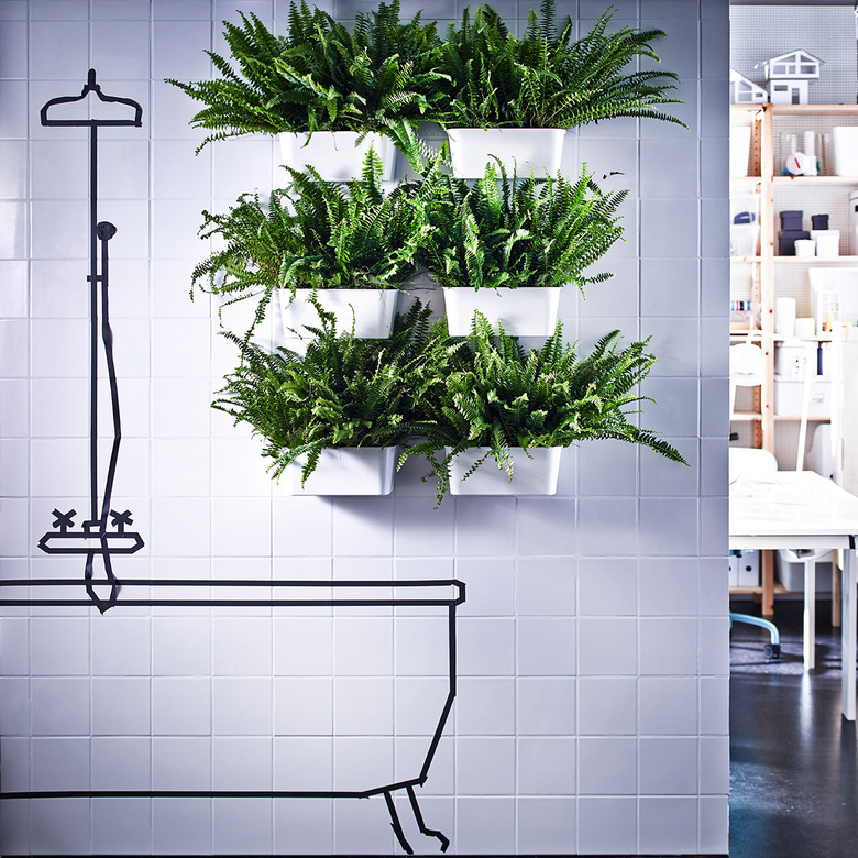 fern plants wall-mounted in bathroom IKEA