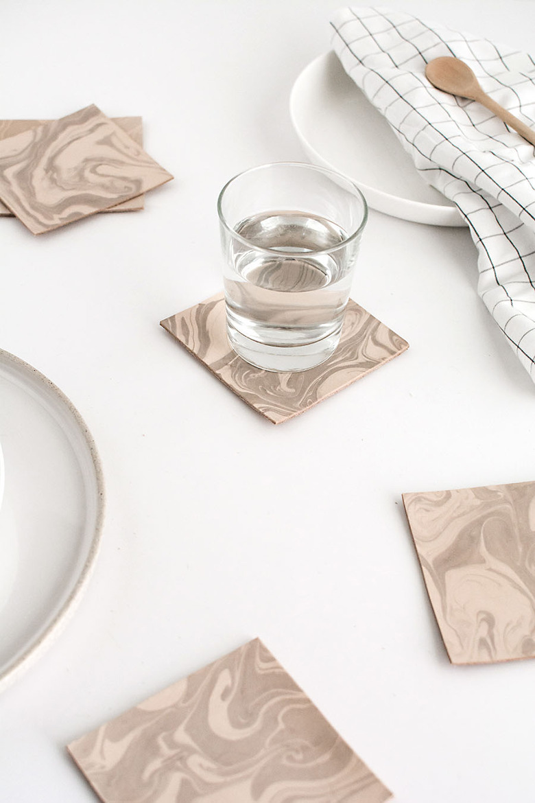 Marbled Leather Coasters DIY