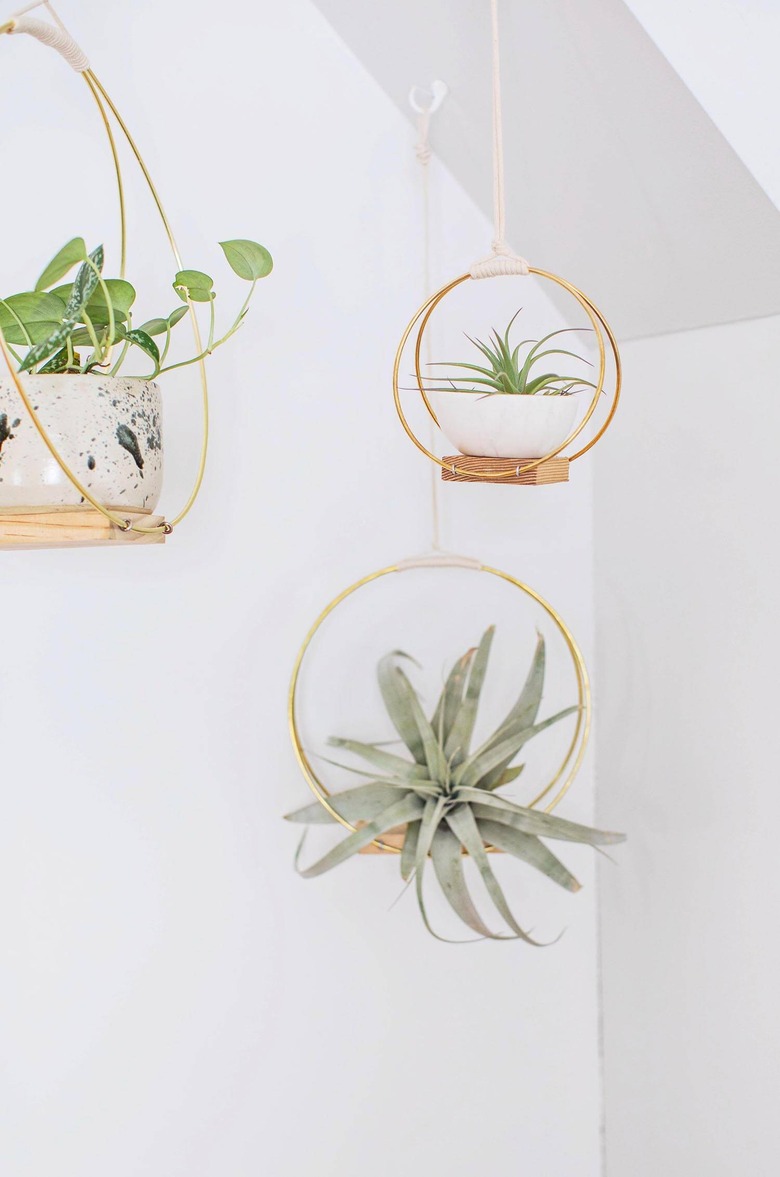 Brass ring hanging planter DIY