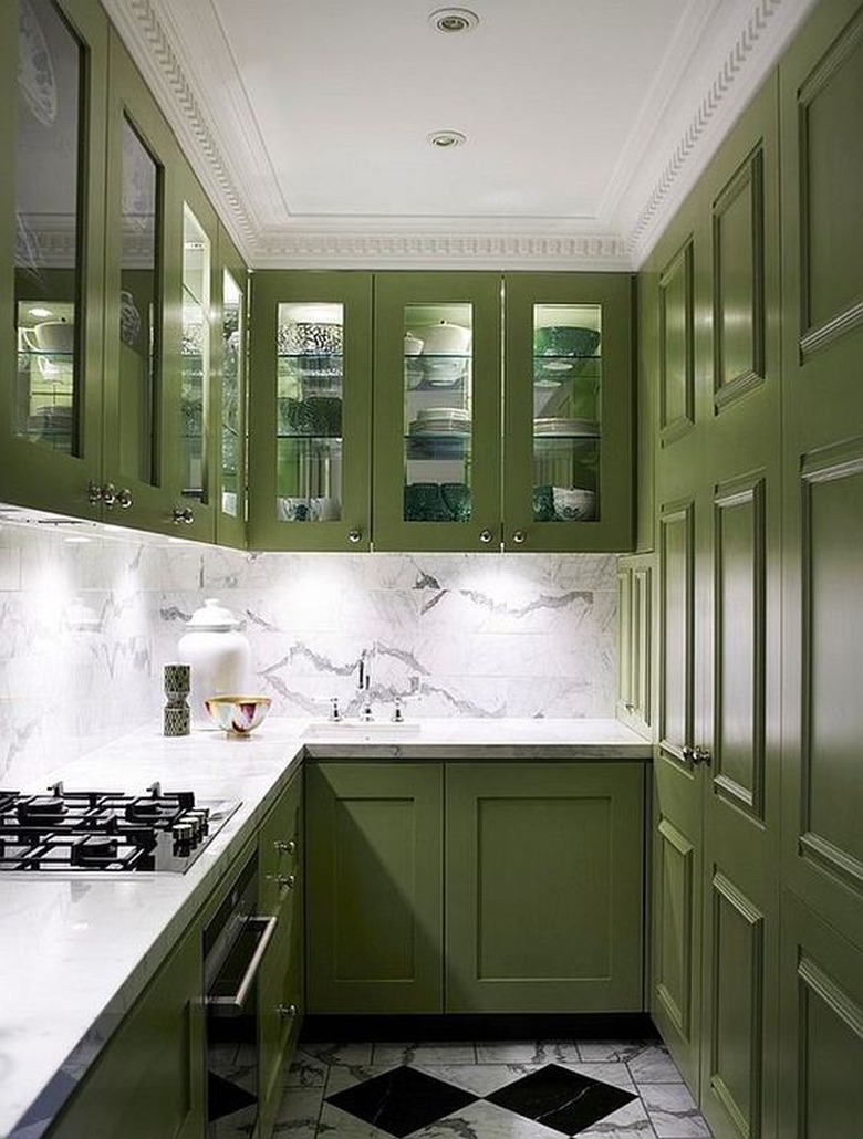 green kitchen cabinets