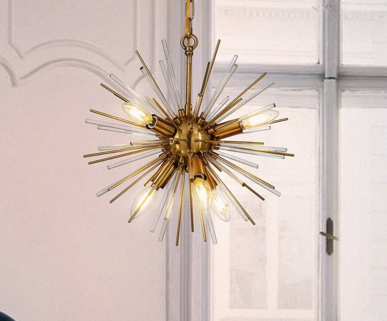 Sputnik chandelier in brass finish.