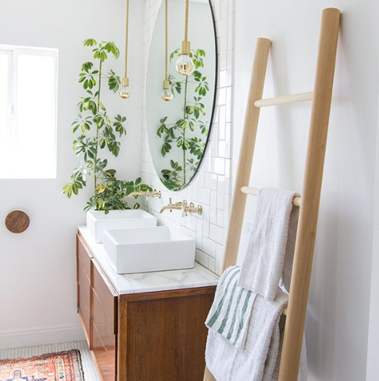 towel ladder in bathroom