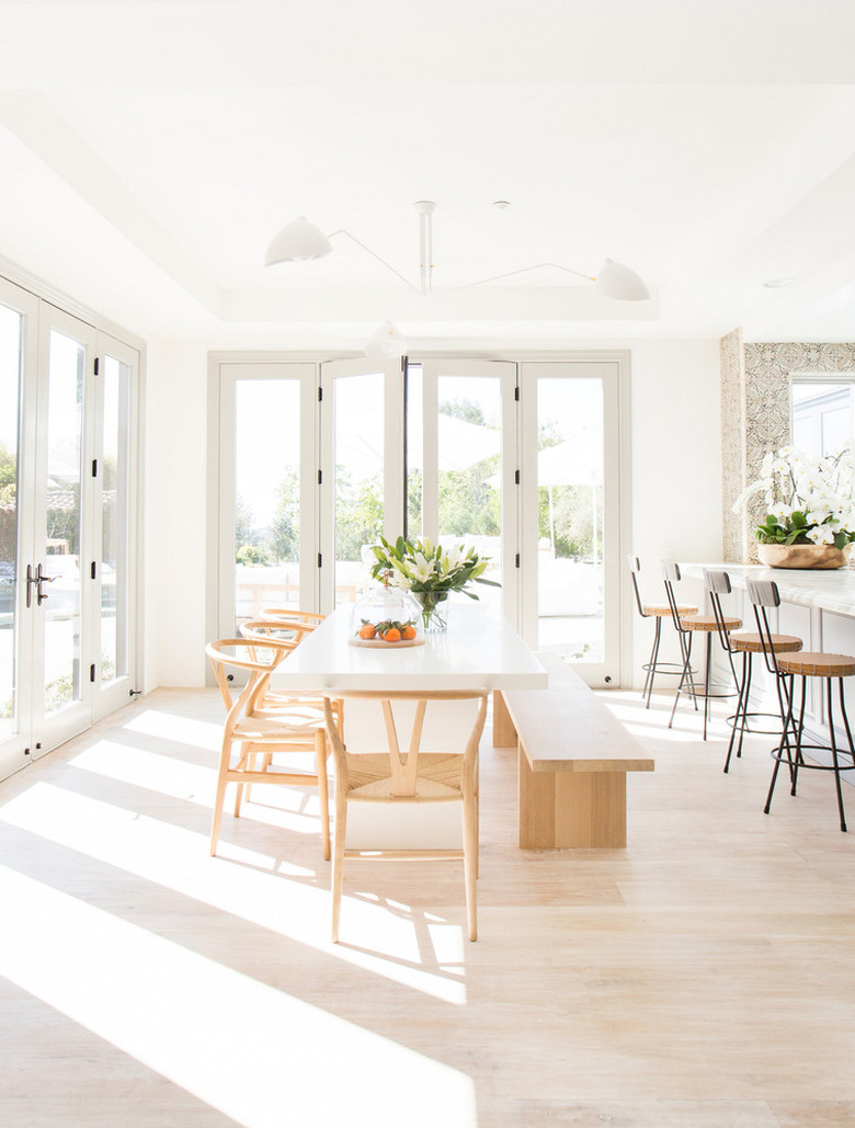 white dining room with minimalist decor