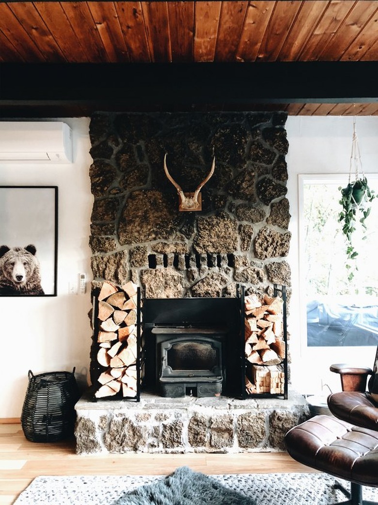 stone fireplace