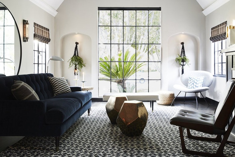 minimalist living room with side tables