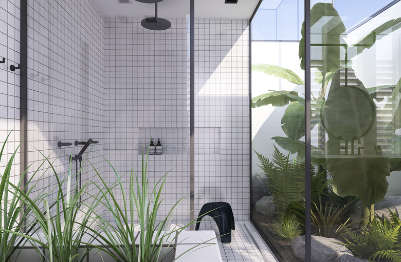 modern indoor outdoor bathroom