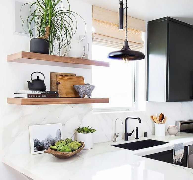 Kitchen with open shelves