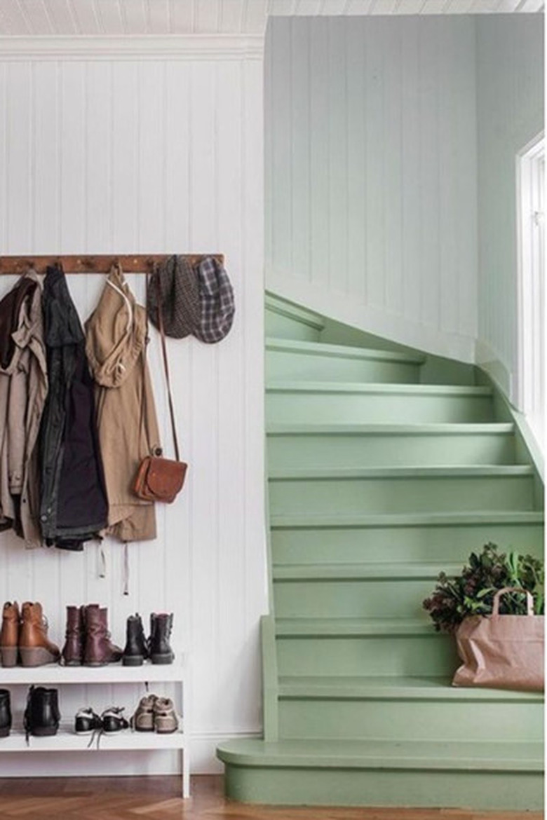 mint green stairs