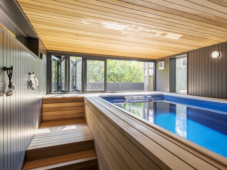 midcentury home with indoor pool