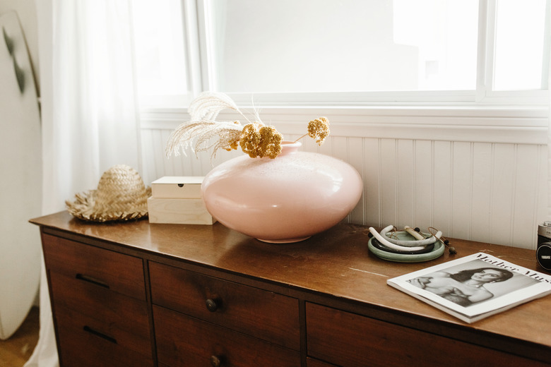 Bedroom dresser with boho decor