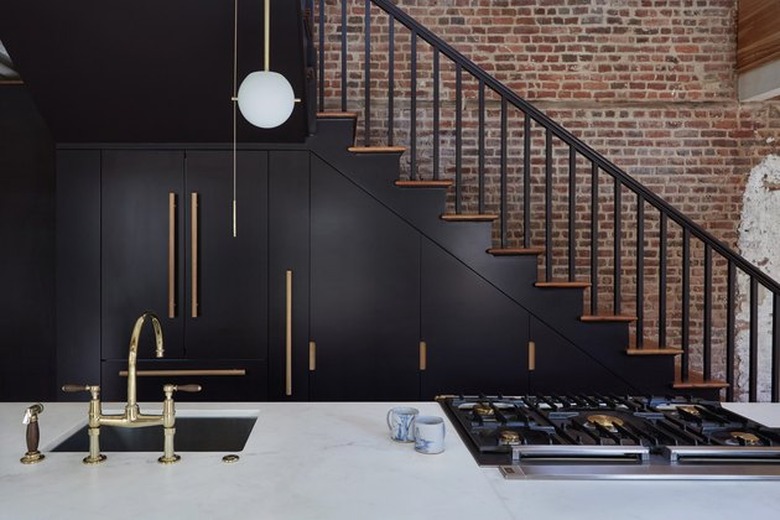 integrated fridge under the stairs