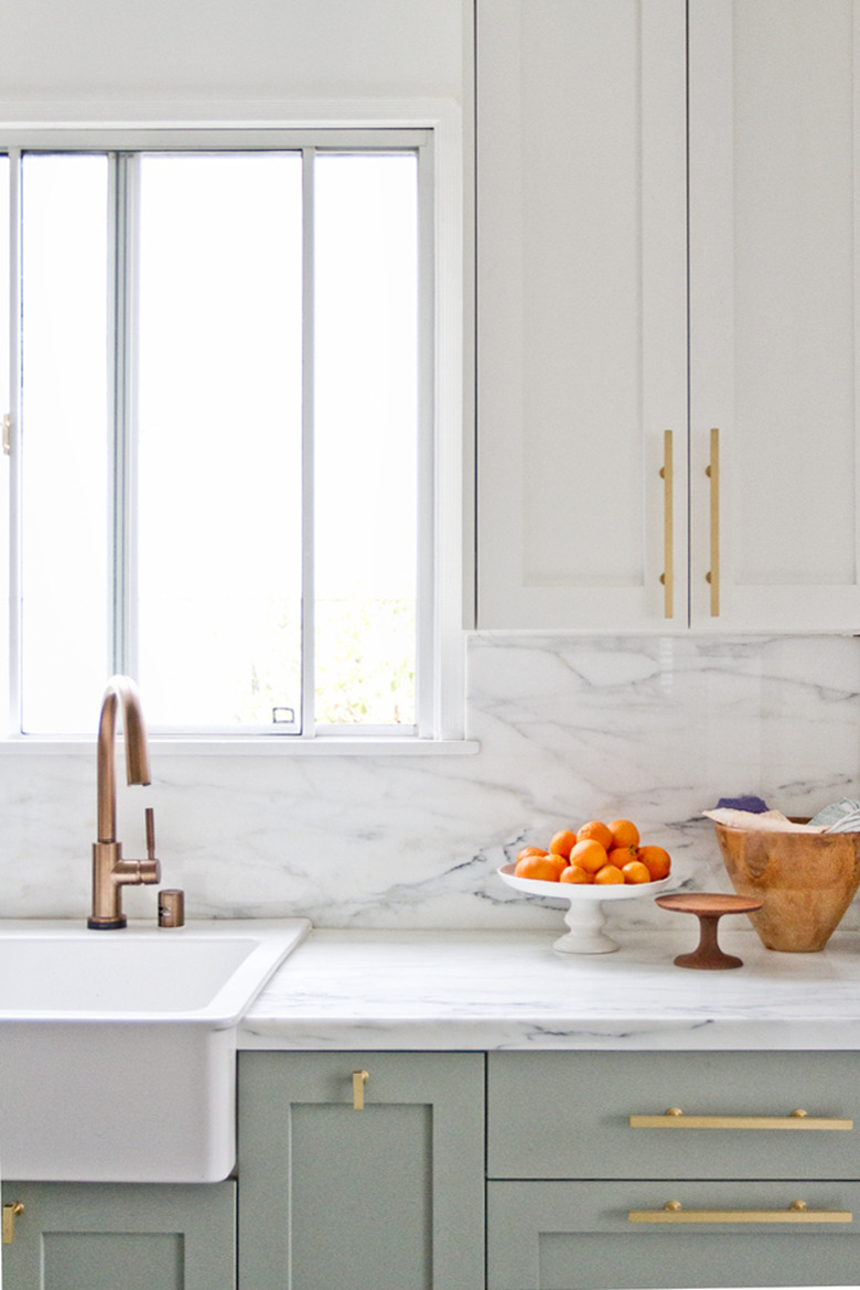 brass cabinet fixtures in kitchen by sarah sherman samuel