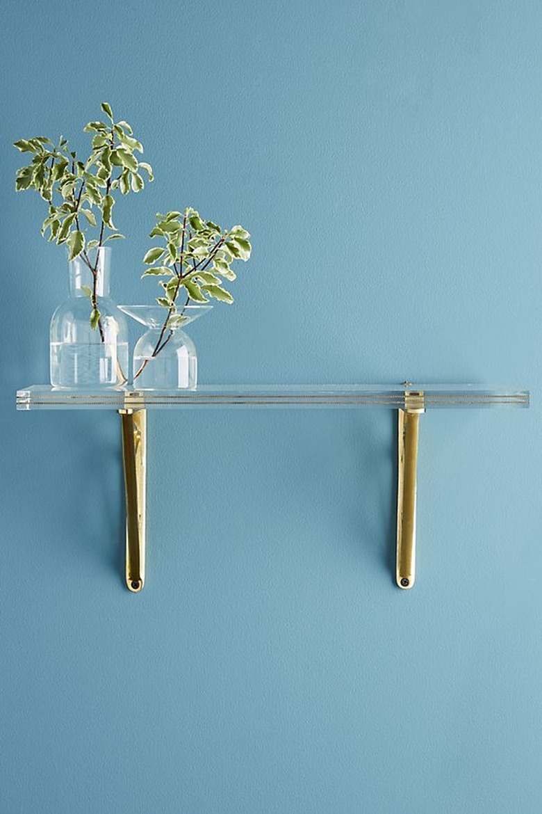 anthropologie brass lucite shelf