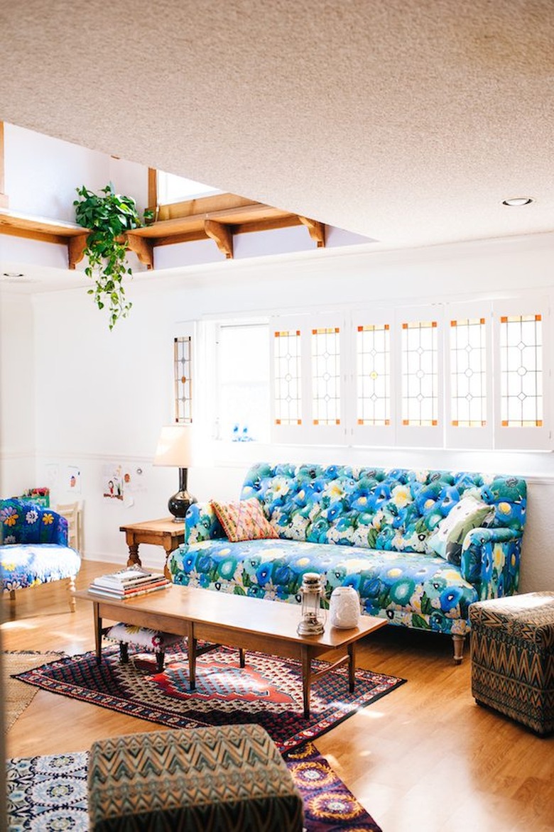 living room with multiple area rugs