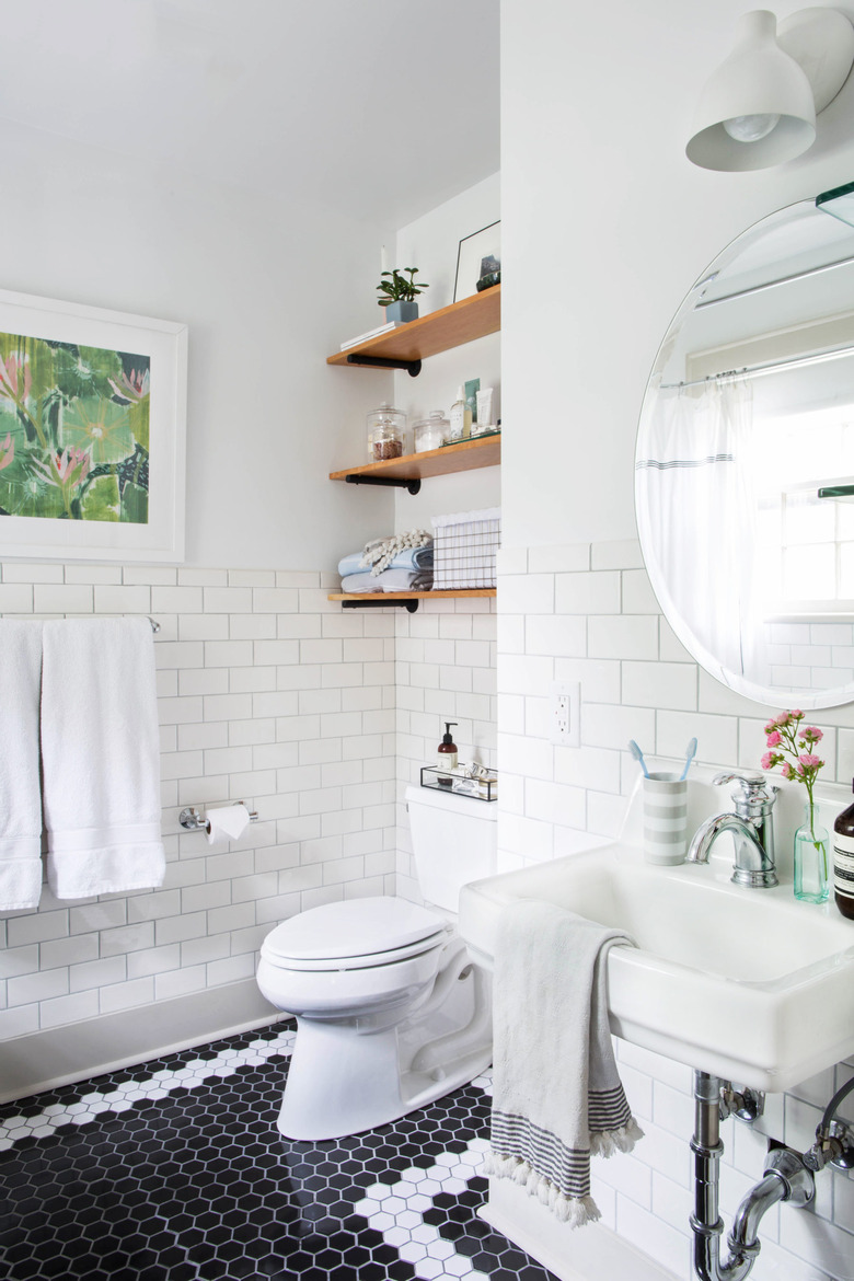 black and white tile bathroom