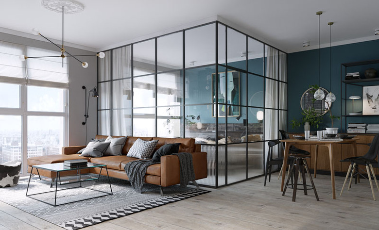 glass walls room divider