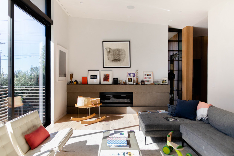 living room with modern furniture and hardwood floors