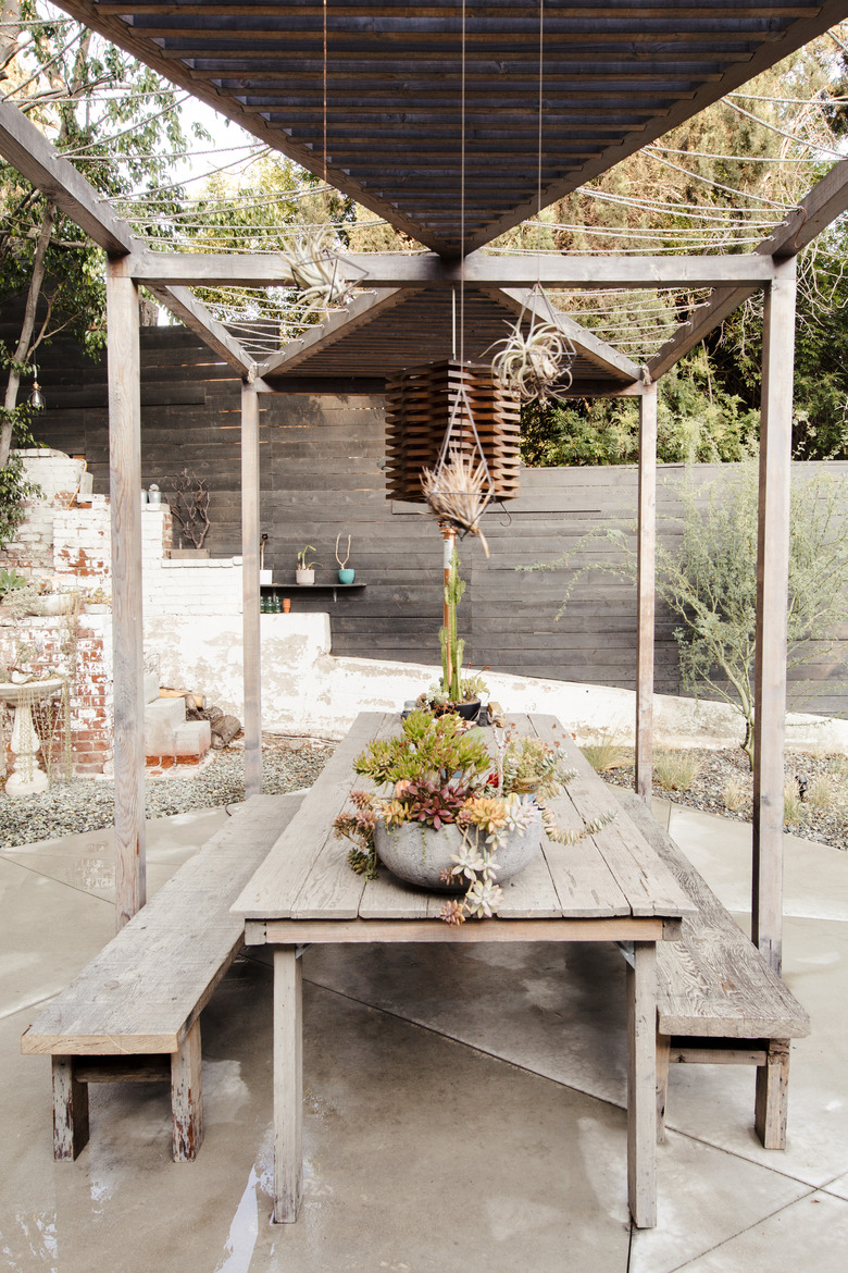 Backyard pergola and dining area