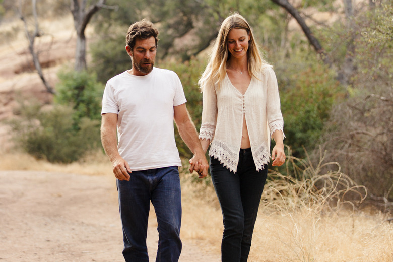 shot of Gerson and Baxter hiking