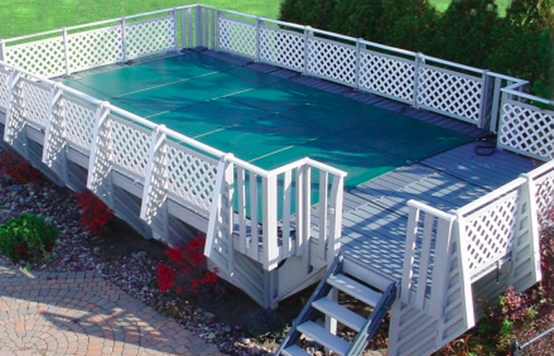 Covered above-ground swimming pool.