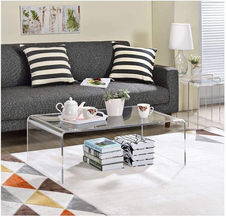 Clear acrylic coffee table