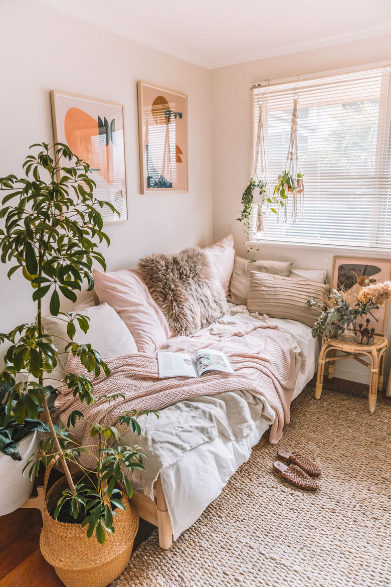 bohemian IKEA bedroom idea for small space