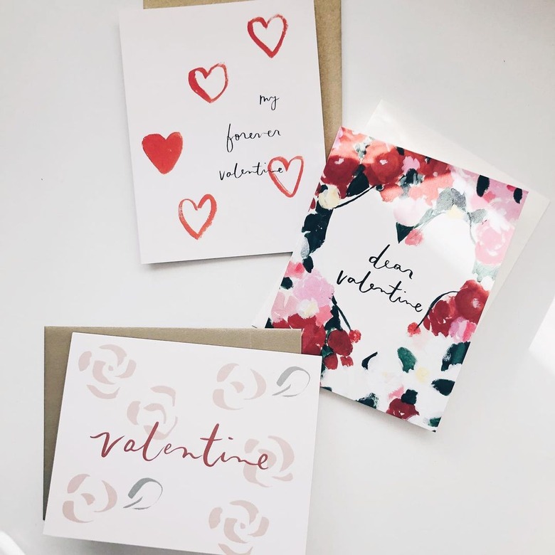 valentine's day cards on white background