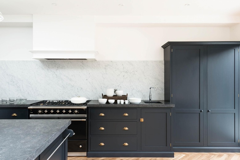 Gray cabinetry and countertops