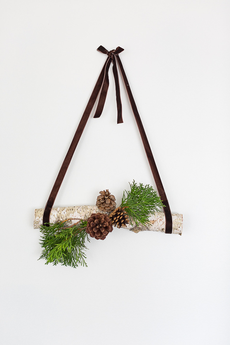 simple branch and pinecone hanging DIY