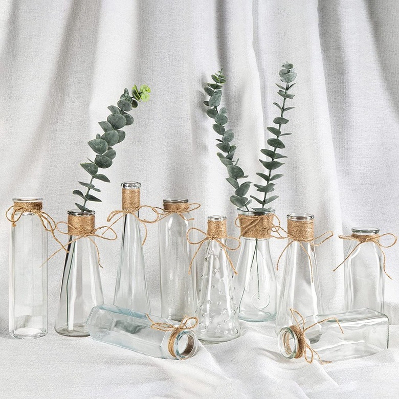 glass vases with twine