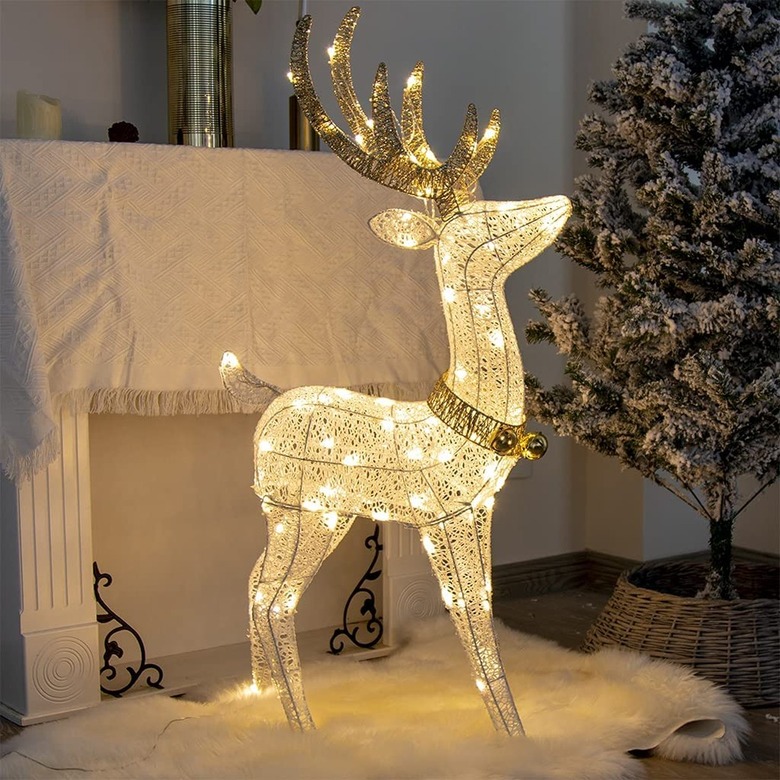 lit-up reindeer sculpture