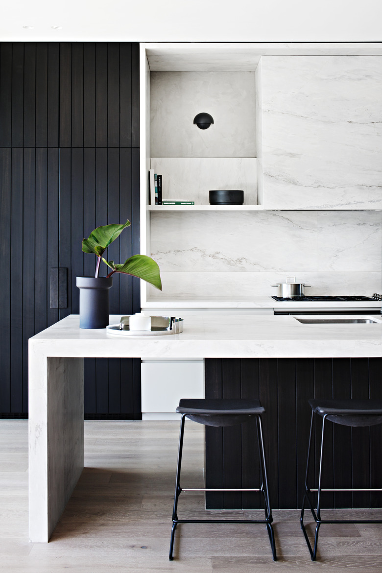 black and white kitchen