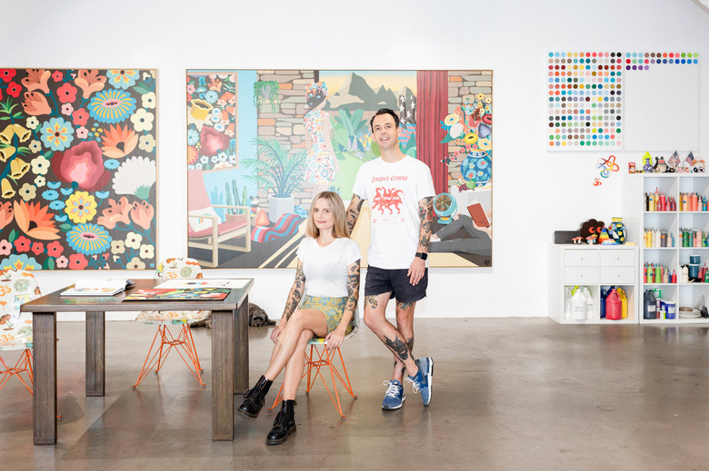 artist duo DABSMYLA in their studio