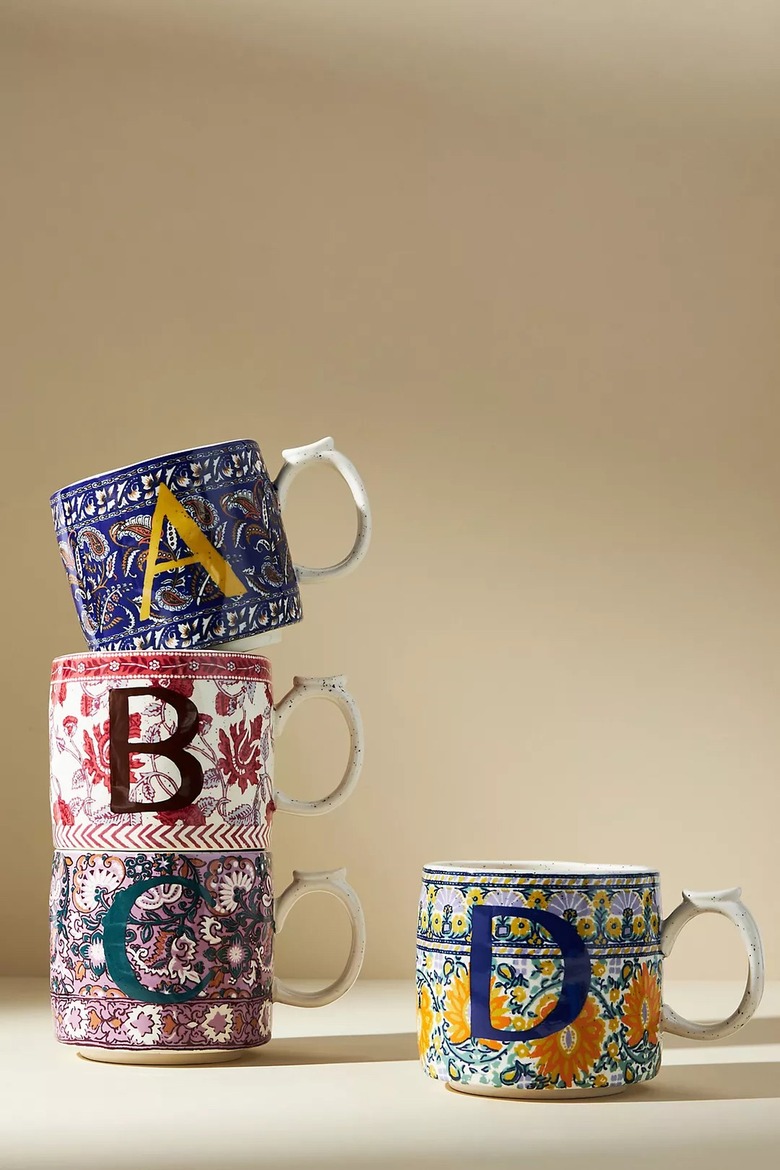 Blockprinted Monogram Mug